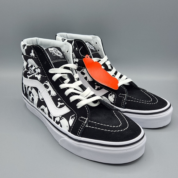 NEW Womens Vans SK8-Hi Reissue Skulls Black True White Sneaker Shoes Size 9